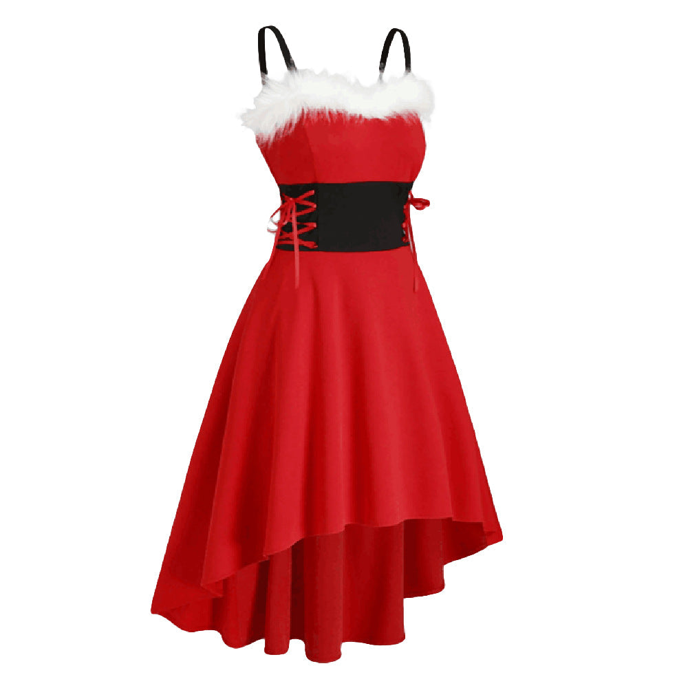 Women's Christmas Costumes Irregular Suspender Party Dress