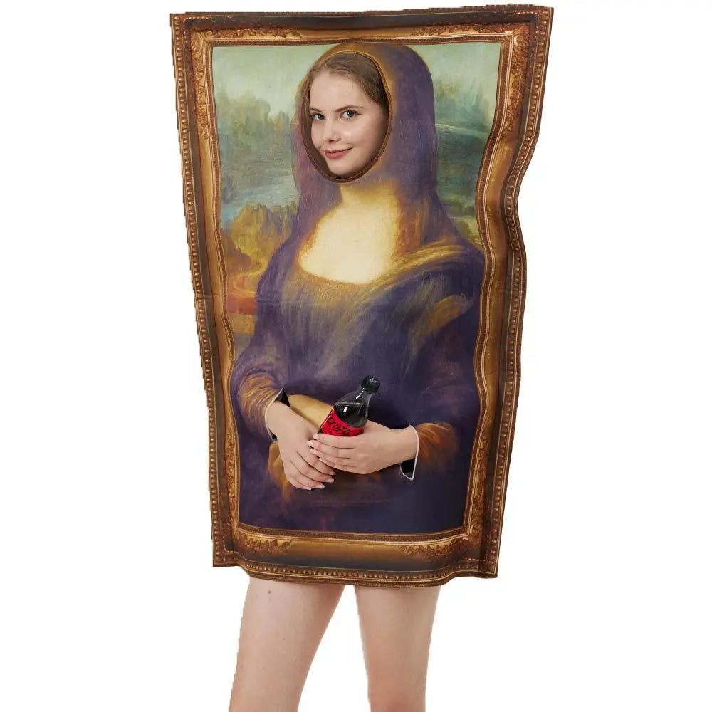 Adult Spoof Murals Mona Lisa 1/4 Artist Costume Funny Novelty Halloween Prank - Pajamasbuy