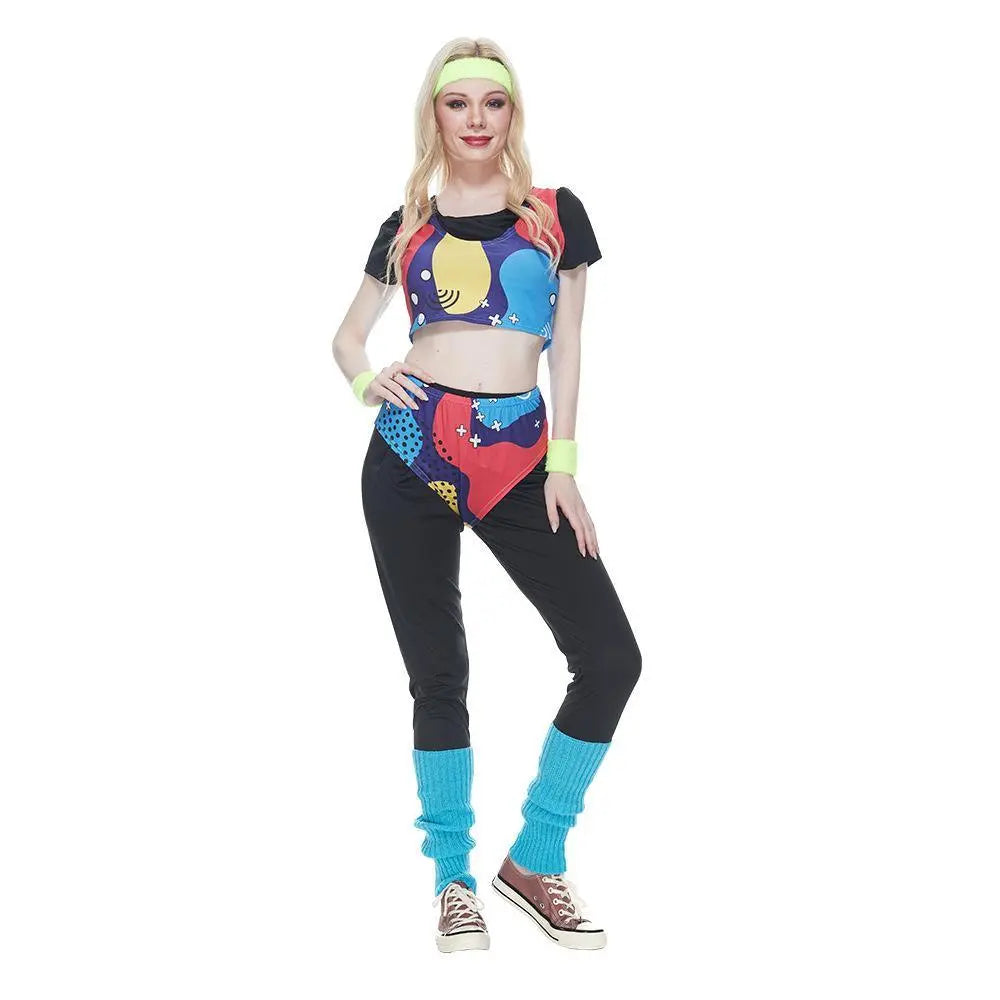 80s Retro Disco Hip Hop Sports Suit Halloween Costume Dance Outfit - Pajamasbuy