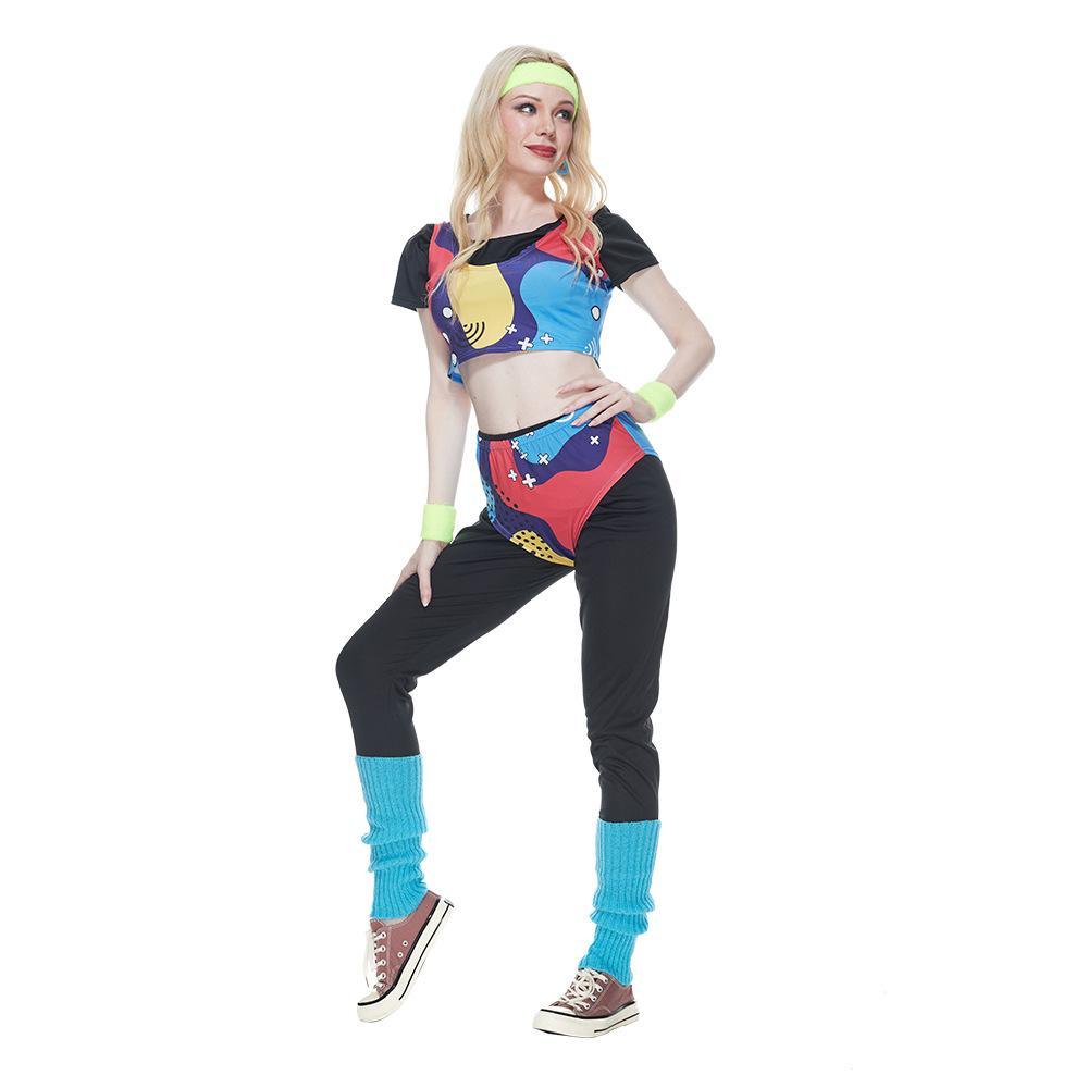 80s Retro Disco Hip Hop Sports Suit Halloween Costume Dance Outfit - Pajamasbuy