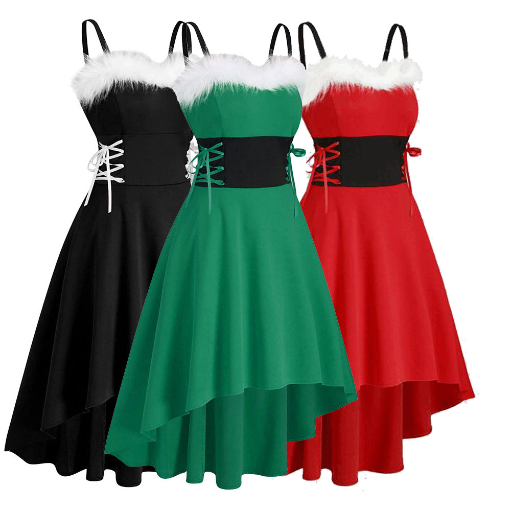 Women's Christmas Costumes Irregular Suspender Party Dress