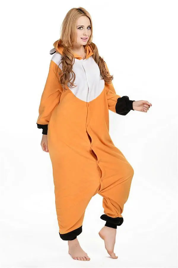 Adult Animal Orange Fox Kigurumi Onesie Pajamas Costumes - Pajamasbuy