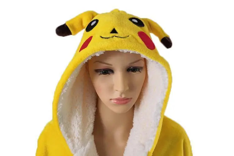 Adult Kids Pikachu Cartoon Bathrobe Kigurumi Pajamas Onesies - Pajamasbuy