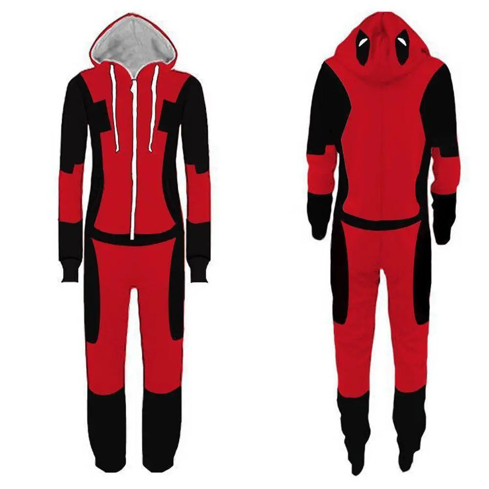 Adult Men's Super Hero Spider - man Deadpool The Flash One Piece costume Jumpsuit - Pajamasbuy