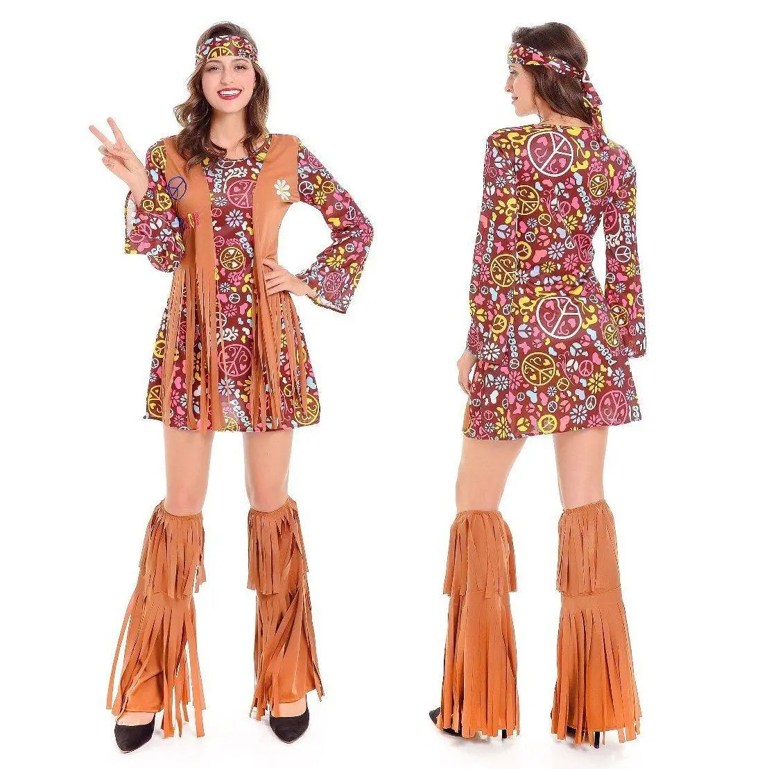 Adult Peace and Love Hippie Costume Party Halloween Women's Tassel - Pajamasbuy