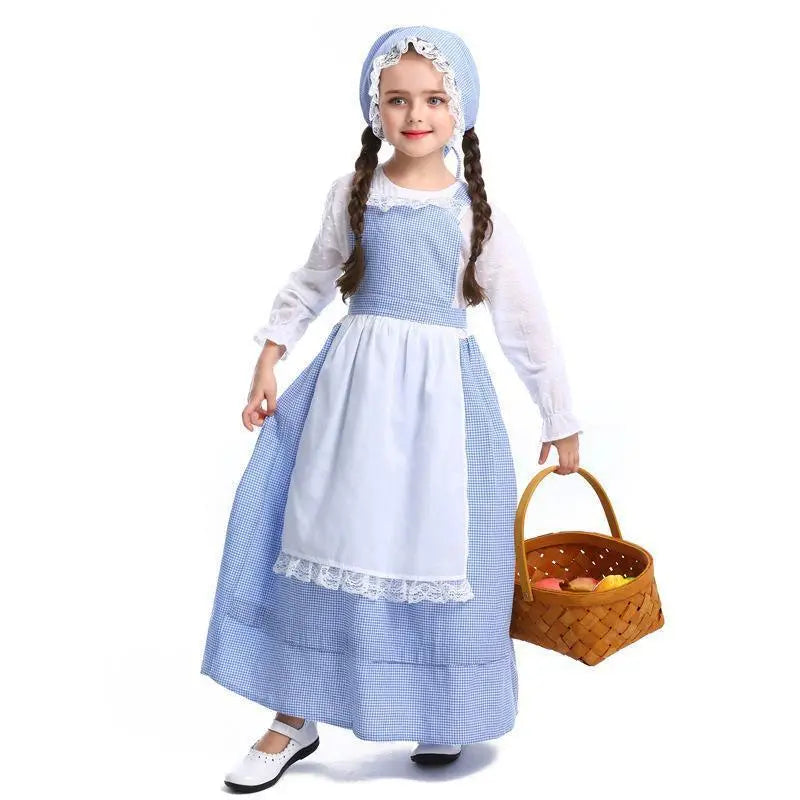 Alice Lolita Maid for kids Blue Farm Florist girl dress kids Maid Cosplay Costume - Pajamasbuy