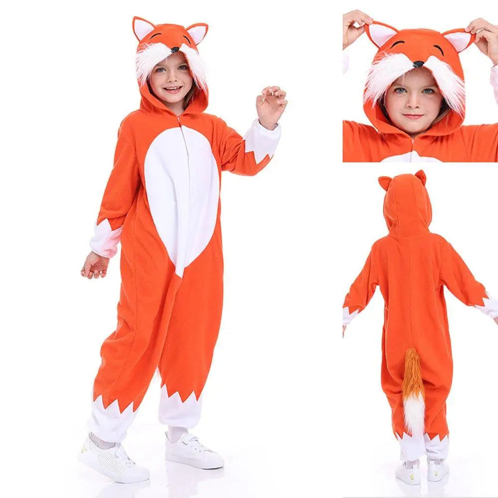 Animal Fox Kigurumi Onesies Pajamas Hooded Jumpsuit Costume For Kids - Pajamasbuy