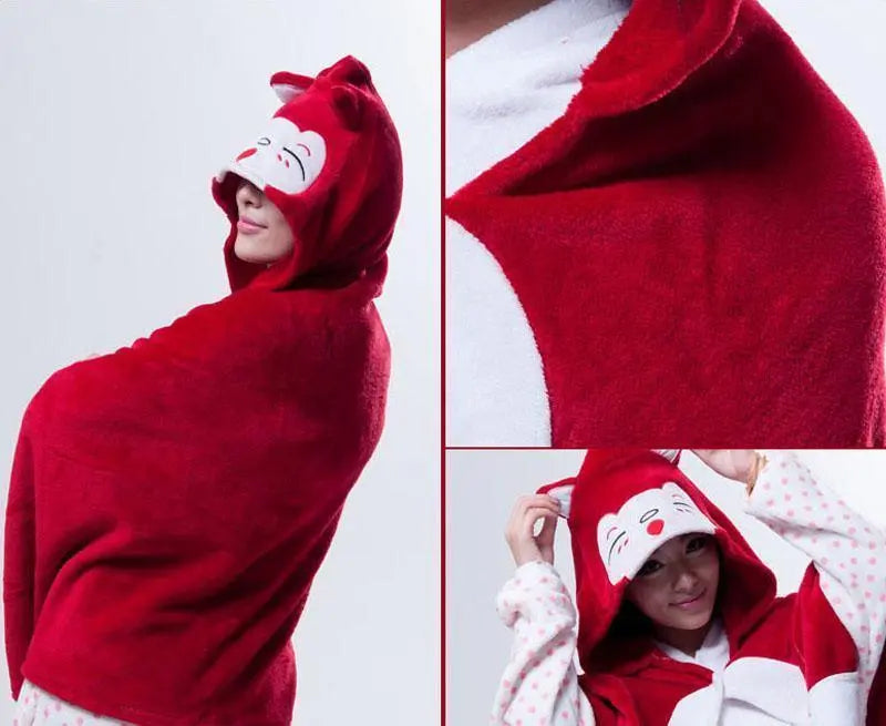 Animal Kigurumi Red Fox Ali Cosplay Costume Hoodie Cloak Shawl - Pajamasbuy