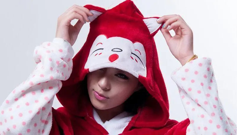 Animal Kigurumi Red Fox Ali Cosplay Costume Hoodie Cloak Shawl - Pajamasbuy