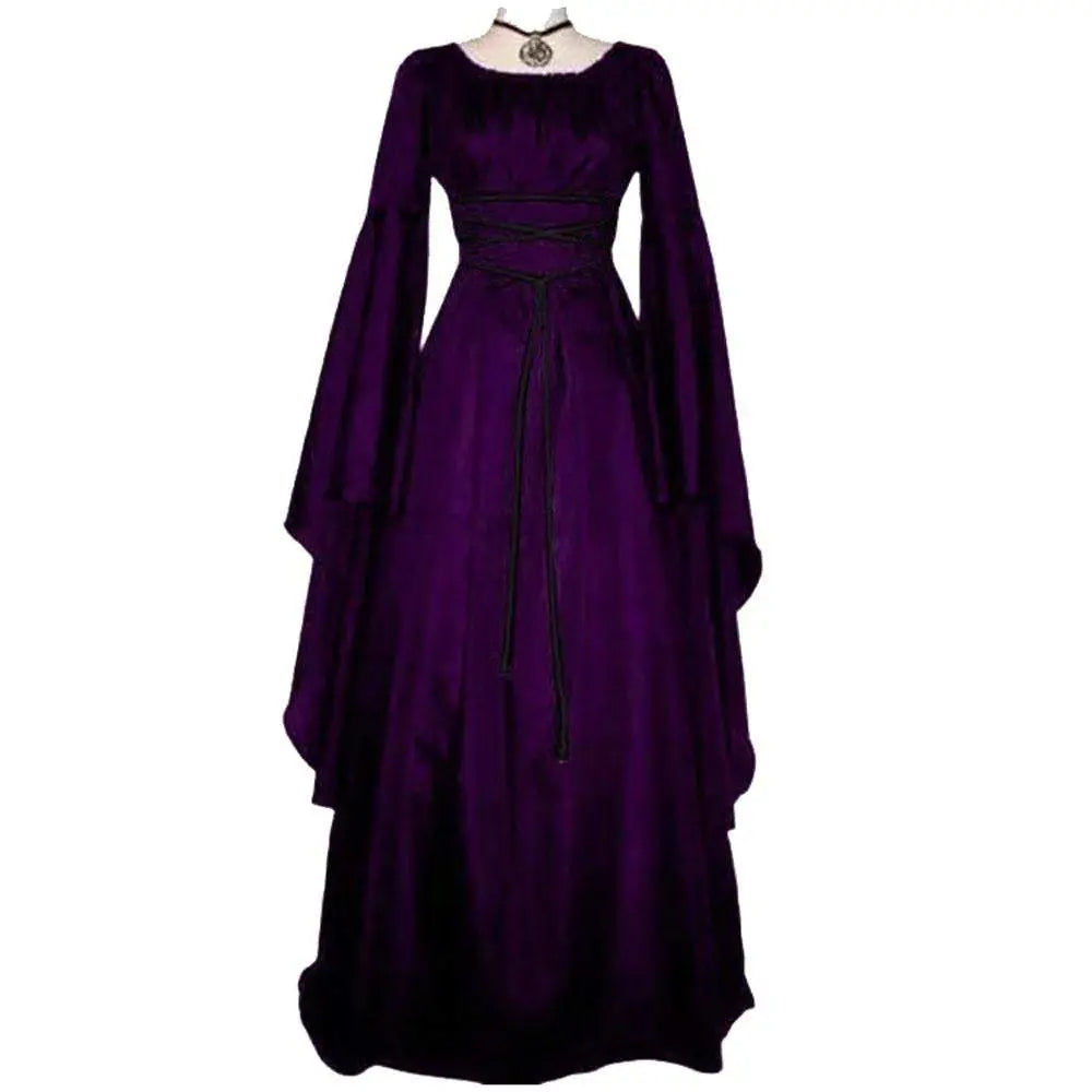 Antique solid color Halloween witch long sleeve dress - Pajamasbuy