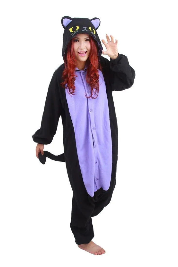 Black Kitty Cat Kigurumi Animal Onesies Costumes Pajamas - Pajamasbuy