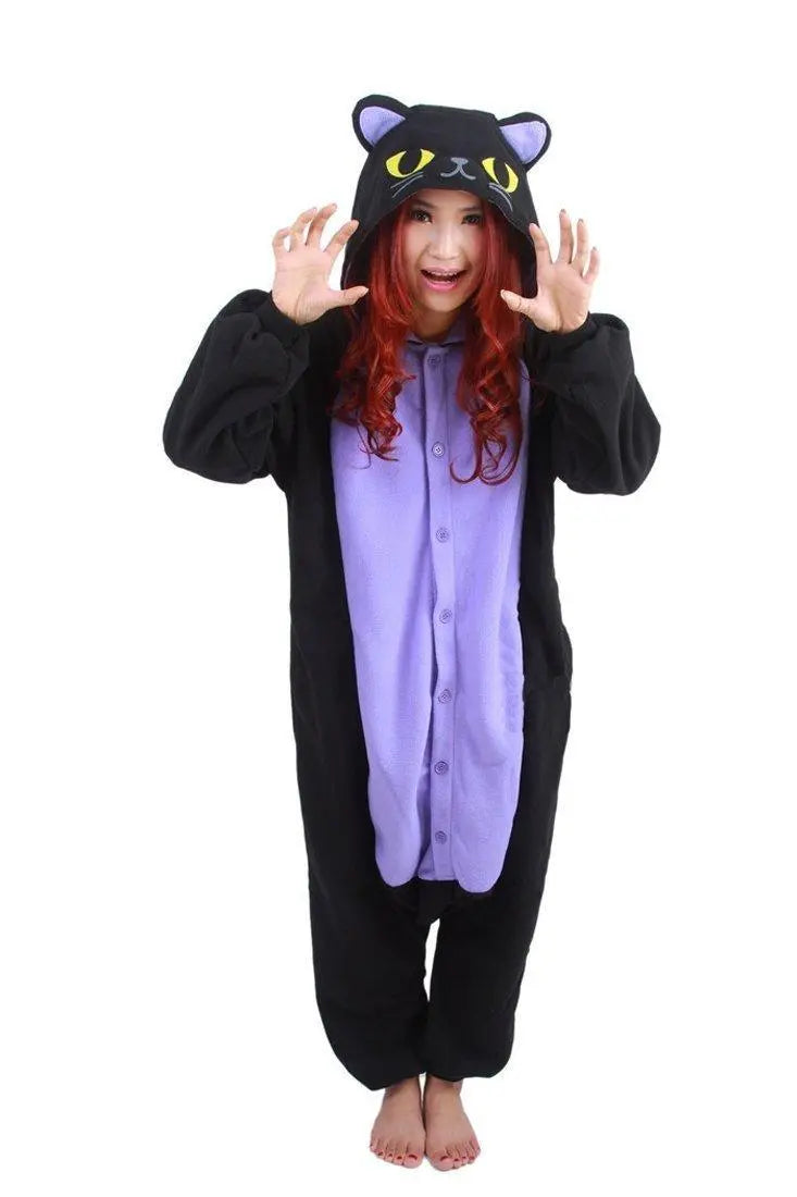 Black Kitty Cat Kigurumi Animal Onesies Costumes Pajamas - Pajamasbuy