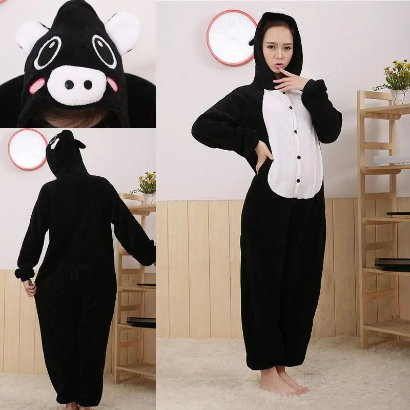 Black Pig Onesies Hoodie Pajamas Animal Costume Kigurumi - Pajamasbuy