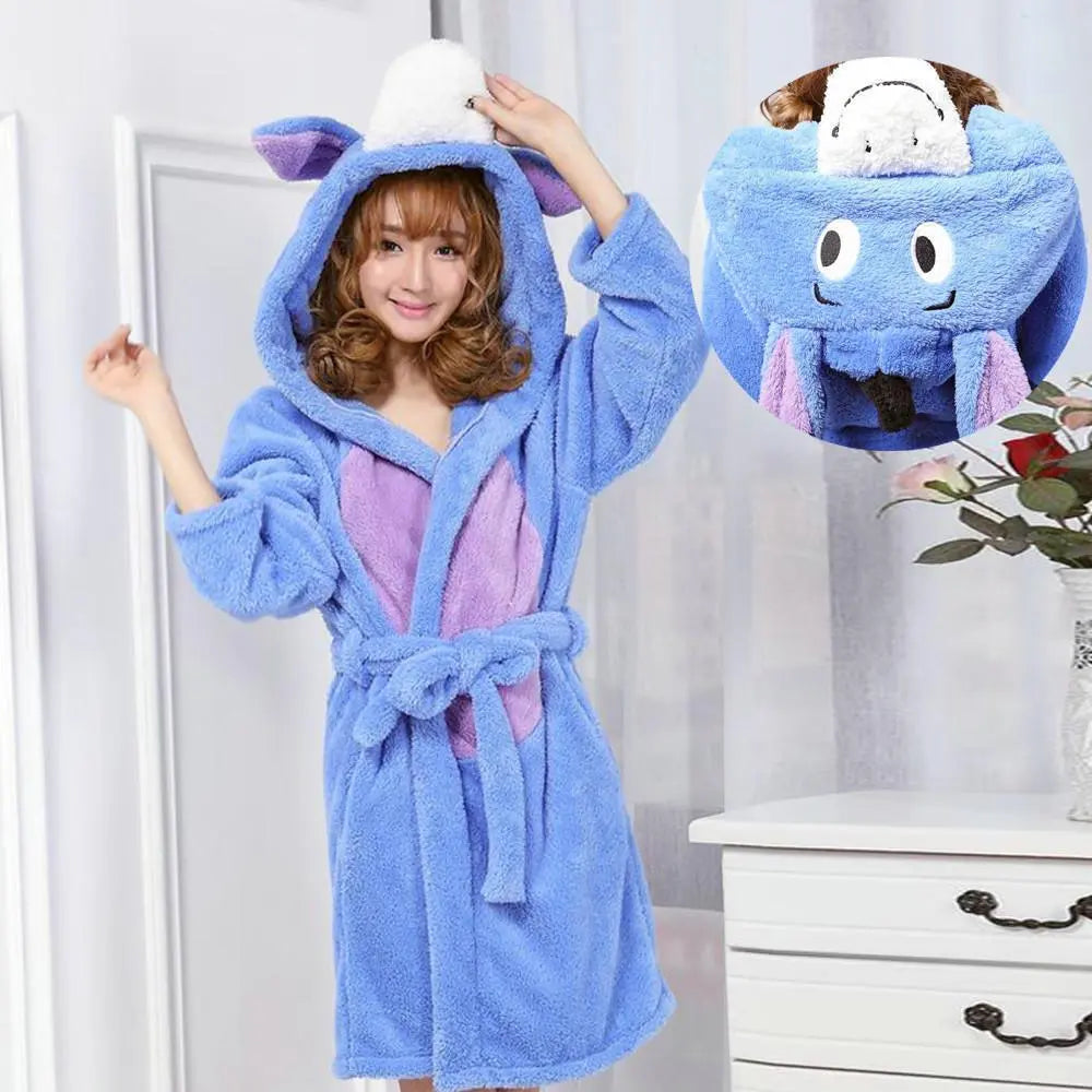 Blue Donkey Kigurumi Pajamas Winter Cosplay Robe Hoodie - Pajamasbuy