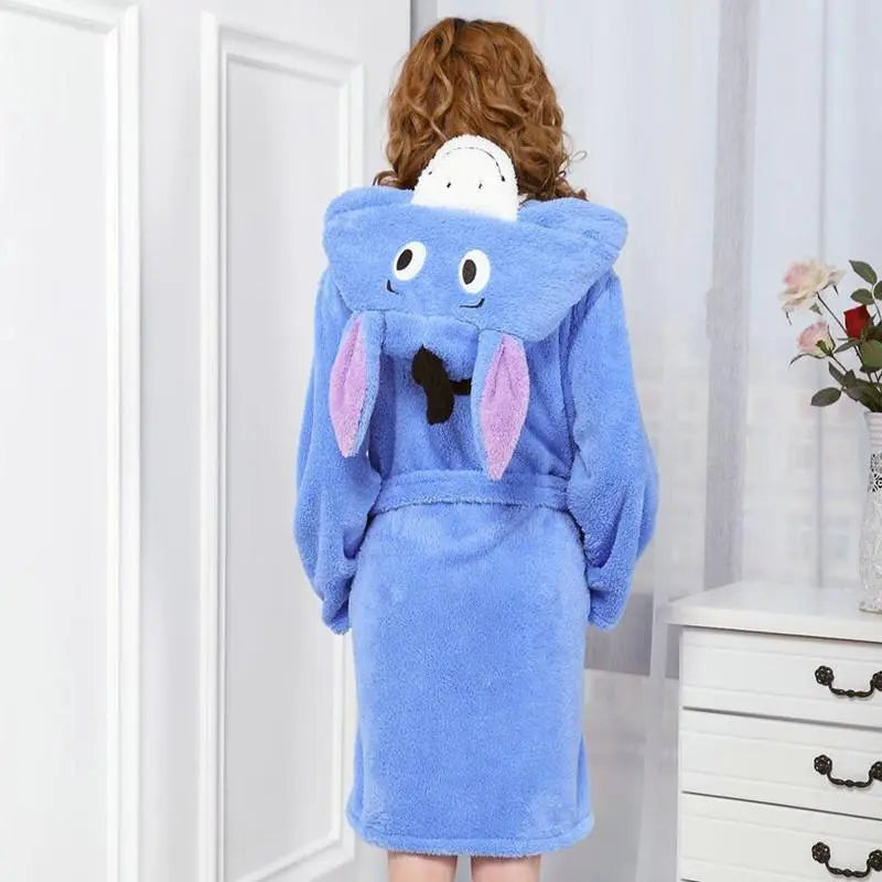 Blue Donkey Kigurumi Pajamas Winter Cosplay Robe Hoodie - Pajamasbuy