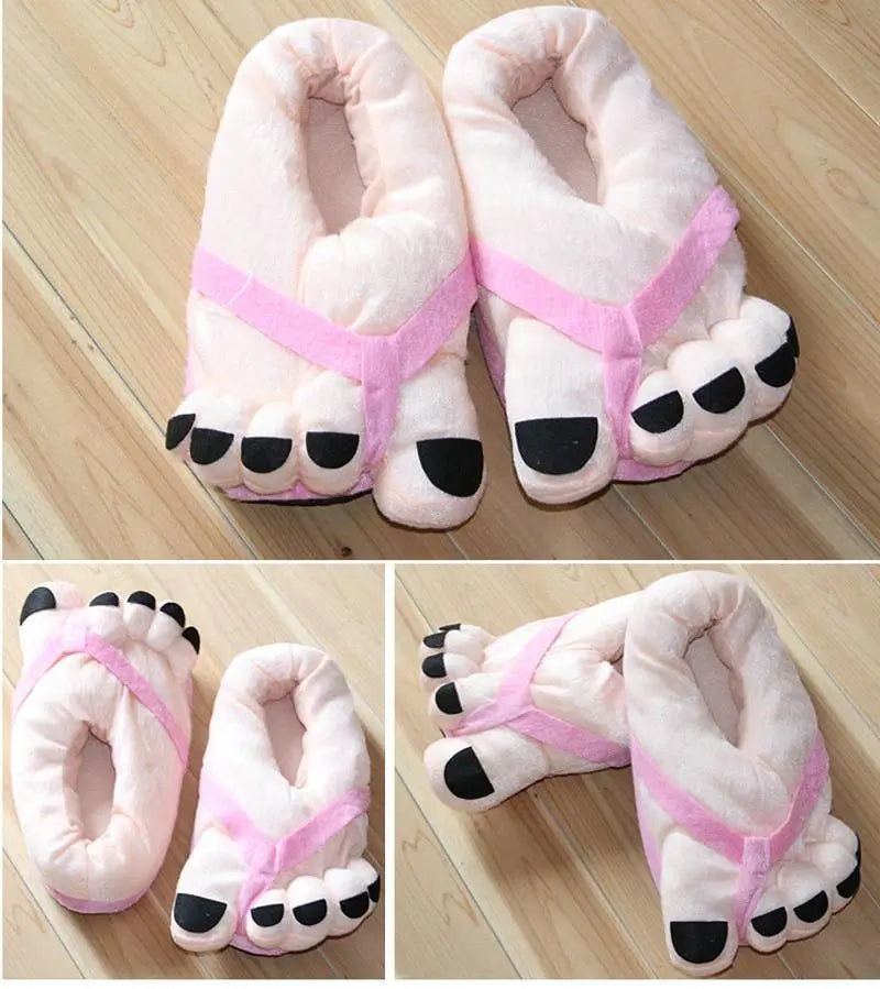 COVER HEEL Cartoon Big Toes Funny Winter Warm Slipper Household Shoes - Pajamasbuy