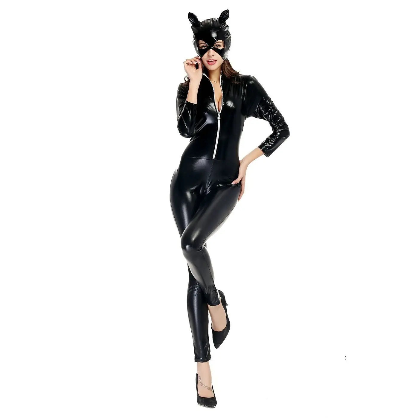 Catwoman masked heroine costume One - piece Jumpsuit Zentai Halloween - Pajamasbuy