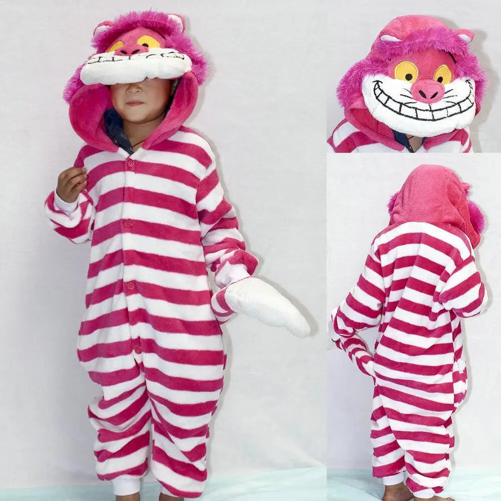 Cheshire Cat Kids Onesies Hoodie Pajamas Kigurumi Costume - Pajamasbuy