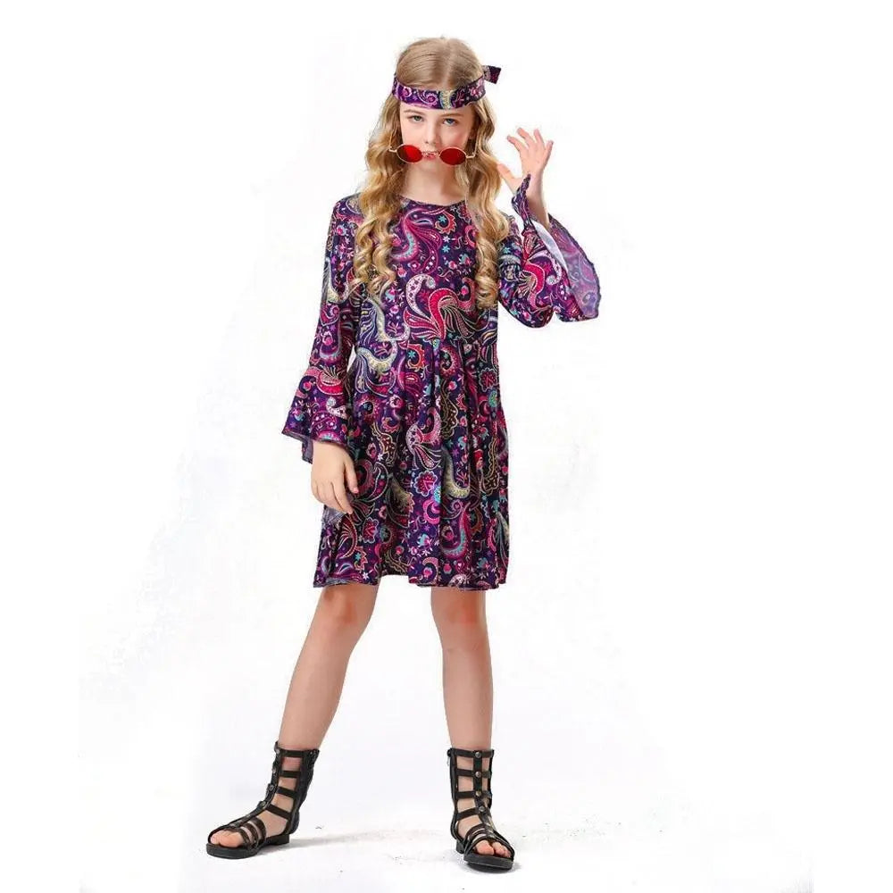 Children's 70s Retro Disco Hippie Fancy Dress Costumes Country Singer Cosplay - Pajamasbuy