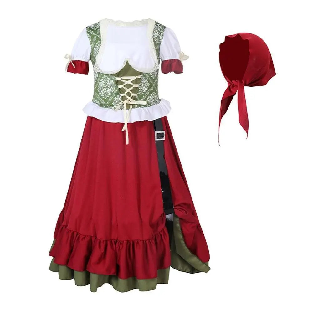 Children's Farm Oktoberfest Halloween Costume Wine Red Dance Skirt Outfit - Pajamasbuy