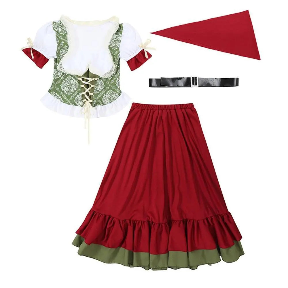 Children's Farm Oktoberfest Halloween Costume Wine Red Dance Skirt Outfit - Pajamasbuy