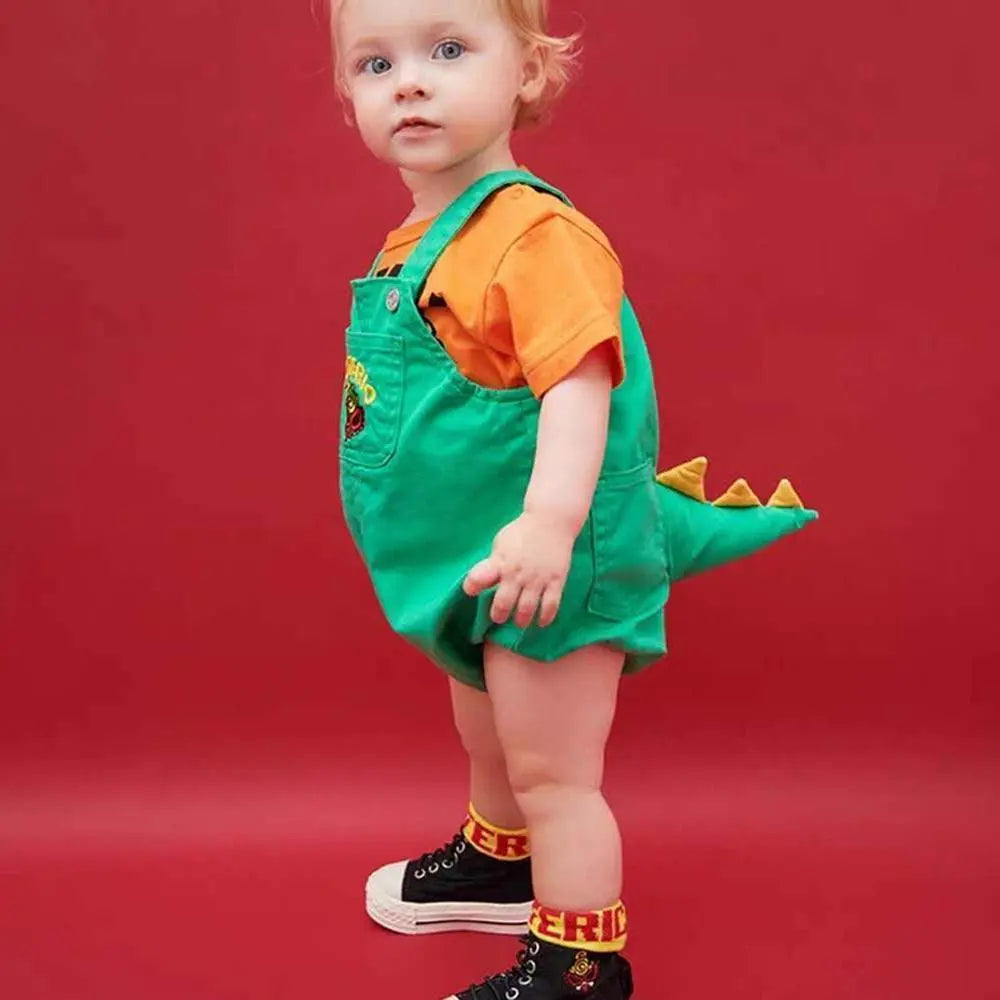 Children's clothing cute dinosaur tail overalls - Pajamasbuy