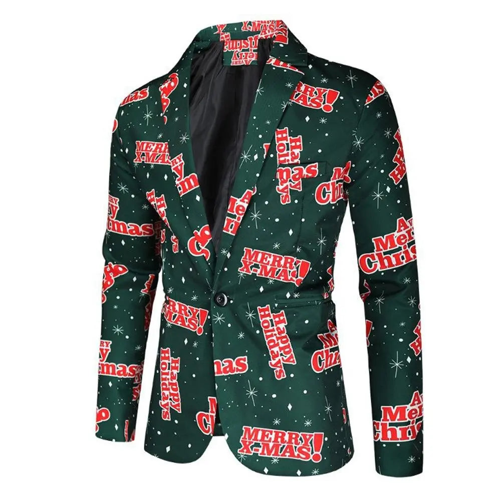 Christmas Black men's Blazer suits Santa 3D print Jackets - Pajamasbuy