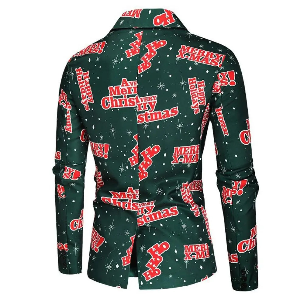 Christmas Black men's Blazer suits Santa 3D print Jackets - Pajamasbuy