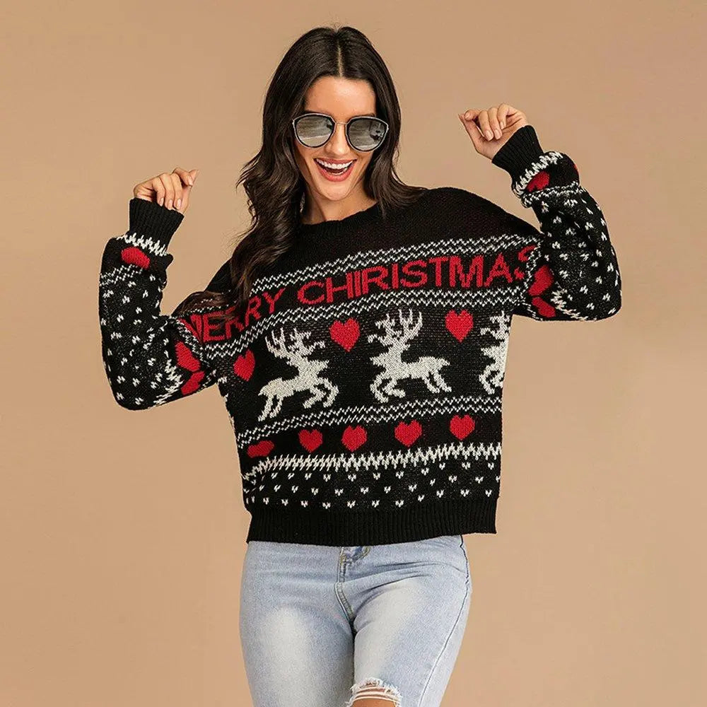 Christmas Elk Pullover Top Women Ugly Christmas Sweaters - Pajamasbuy