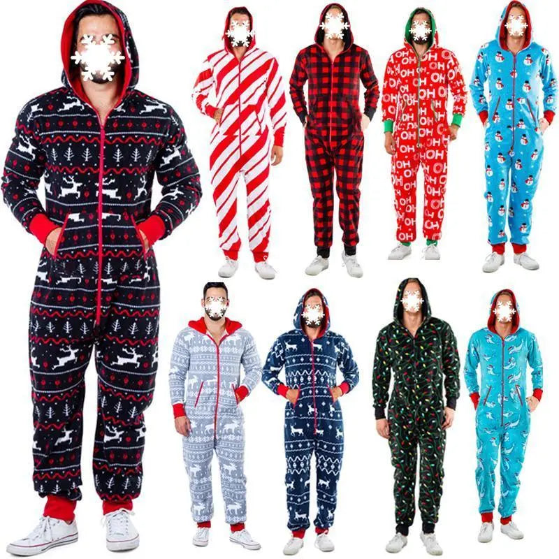 Christmas Pajamas Jumpsuit Humping Reindeer Elk Balls Hoodie for Men - Pajamasbuy