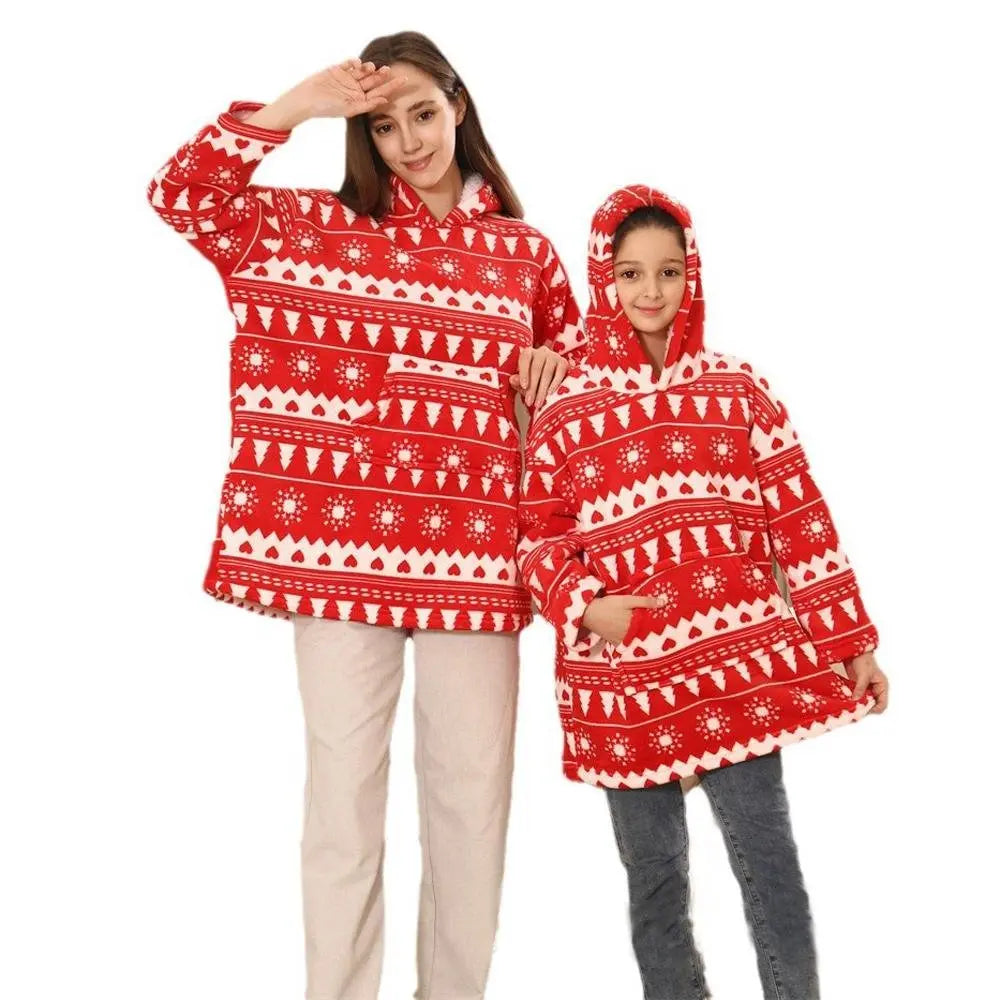 Christmas Tree Print Family Matching Pajamas Lounger Clothes Hooded - Pajamasbuy