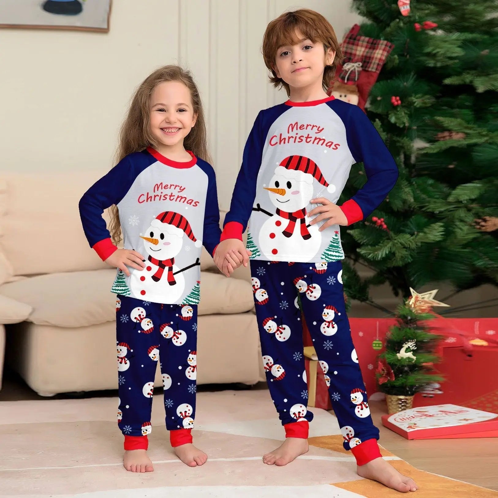 Christmas White Snowman Print Family Matching Pajamas Party Sets - Pajamasbuy