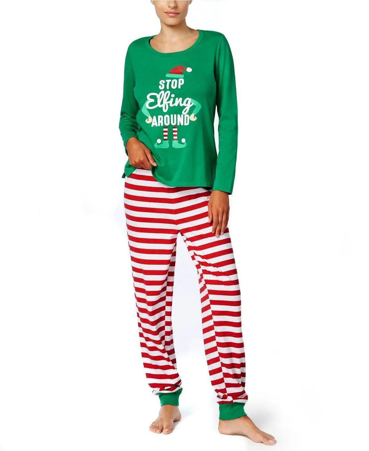 Christmas family Matching Stripe Printed Pajamas Outfits Two Pieces - Pajamasbuy