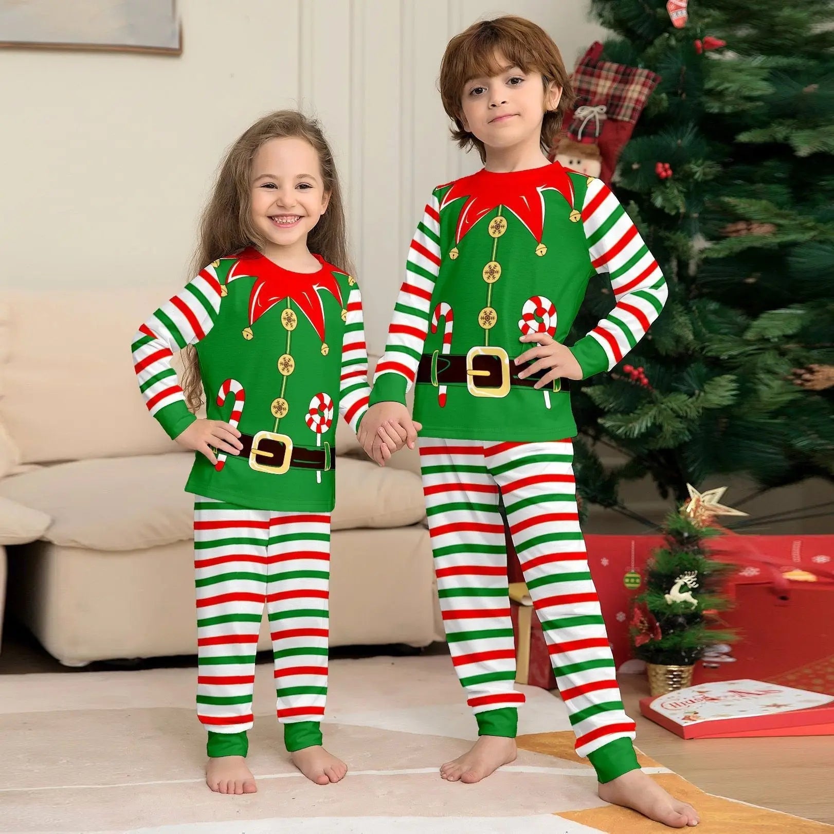 Elf Fun Print Christmas Family Matching Pajamas Party Sets - Pajamasbuy