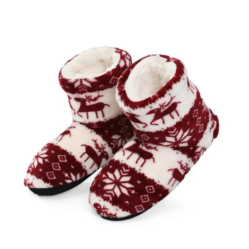 Furry Women Slippers Warm Plush Christmas Indoor Home Reindeer Shoes - Pajamasbuy