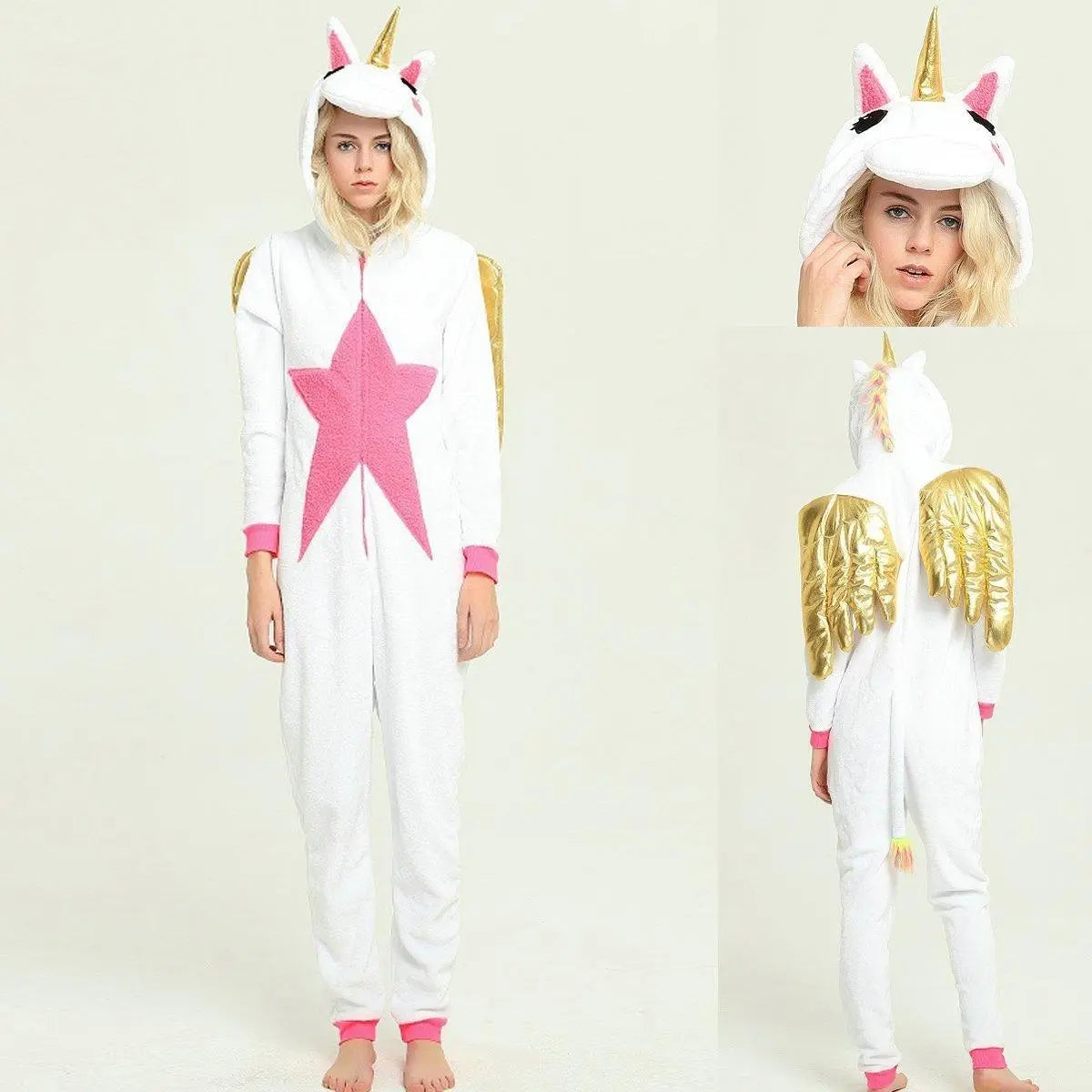 Gold Winged Unicorns Kigurumi Onesies Pajamas for Adult - Pajamasbuy