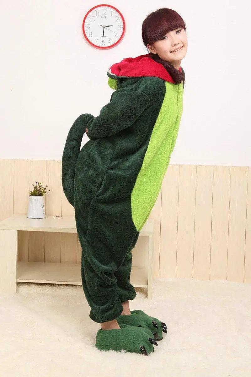 Green Dinosaur Onesie Hoodie Pajamas Animal Costume Kigurumi - Pajamasbuy