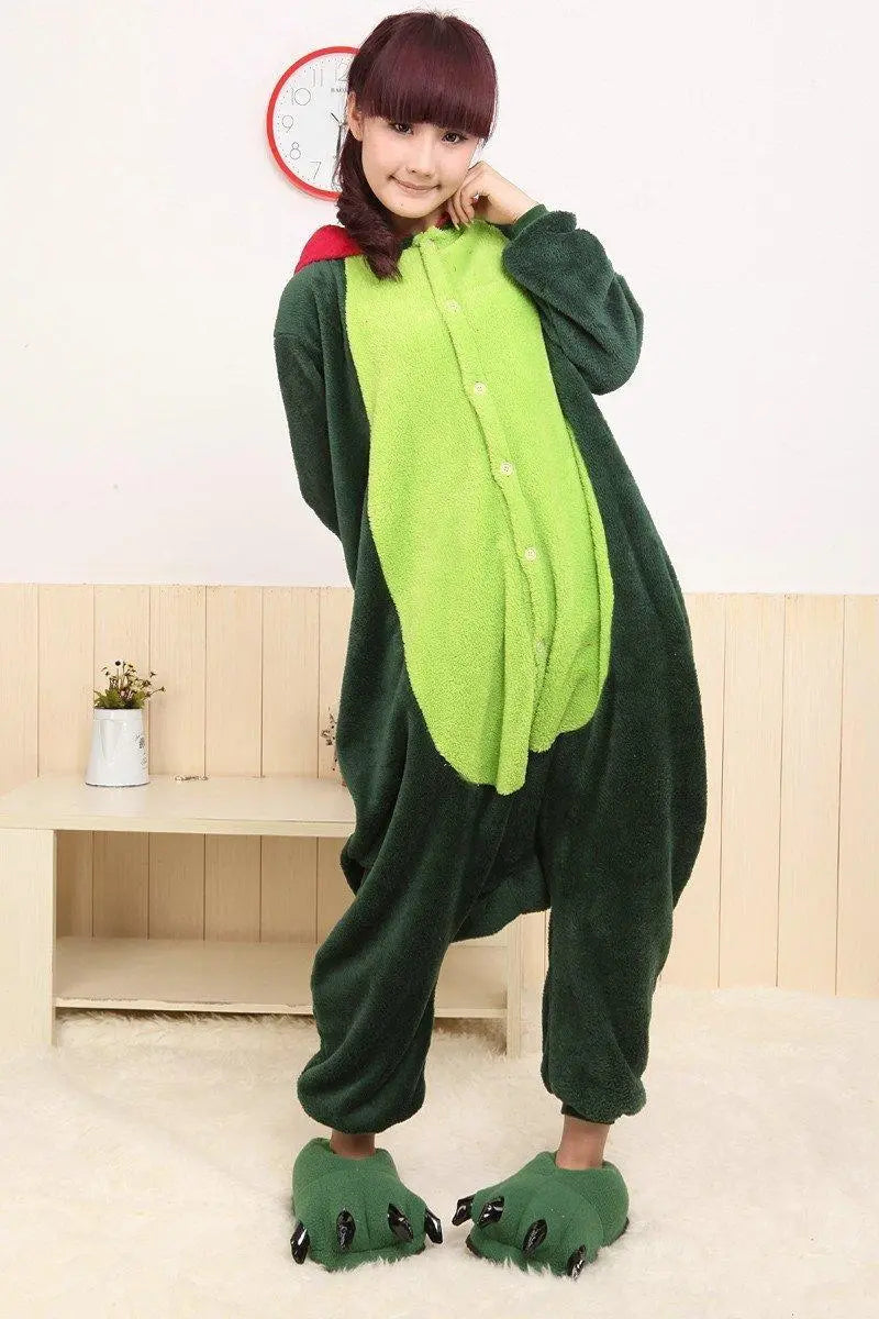 Green Dinosaur Onesie Hoodie Pajamas Animal Costume Kigurumi - Pajamasbuy