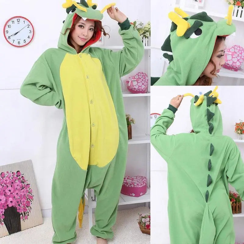 Green Dragon Onesies Hoodie Costume Kigurumi Pajamas - Pajamasbuy