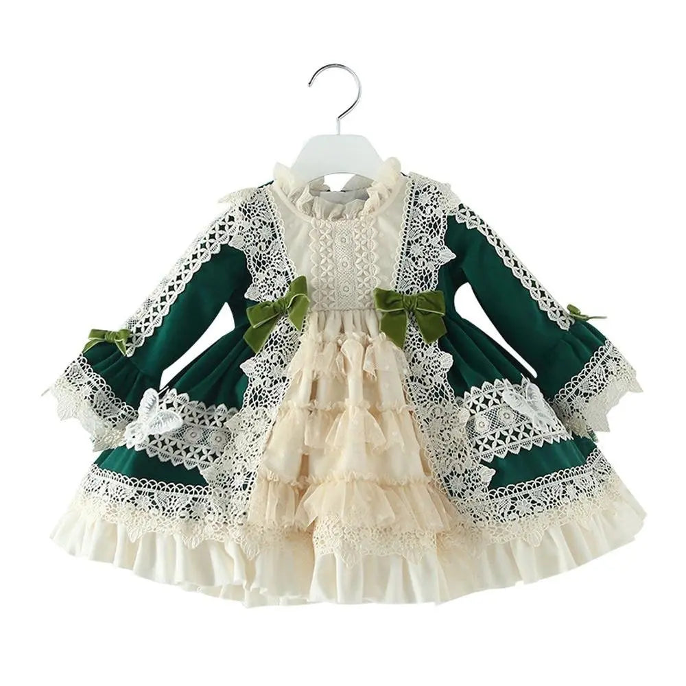 Green Girls Lolita Dress Children's Princess Dresses Velvet Tutu Skirts Costumes Party - Pajamasbuy