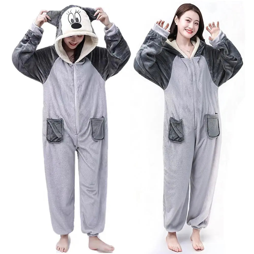 Grey Mickey Kigurumi Onesie Pajamas for Adults| PajmasBuy