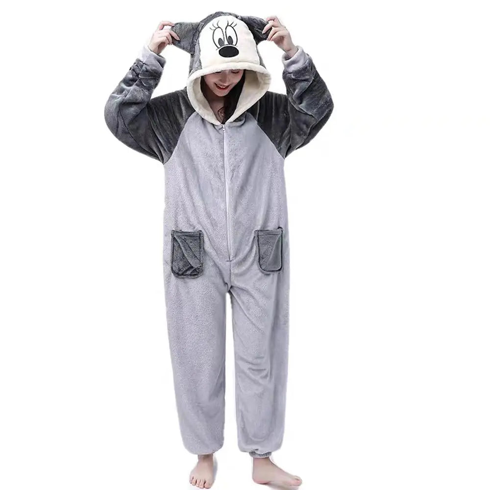 Grey Mickey Kigurumi Onesie Pajamas for Adults| PajmasBuy