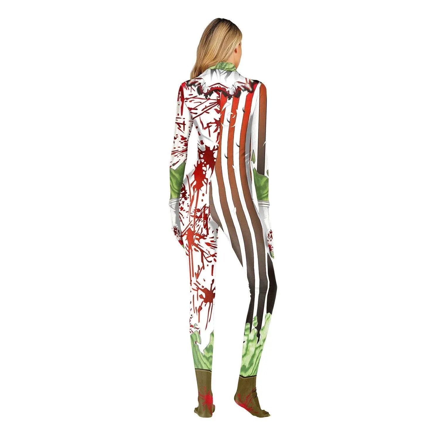 Halloween Masquerade Elastic Clown Cosplay Costume Polyester Bodysuit - Pajamasbuy