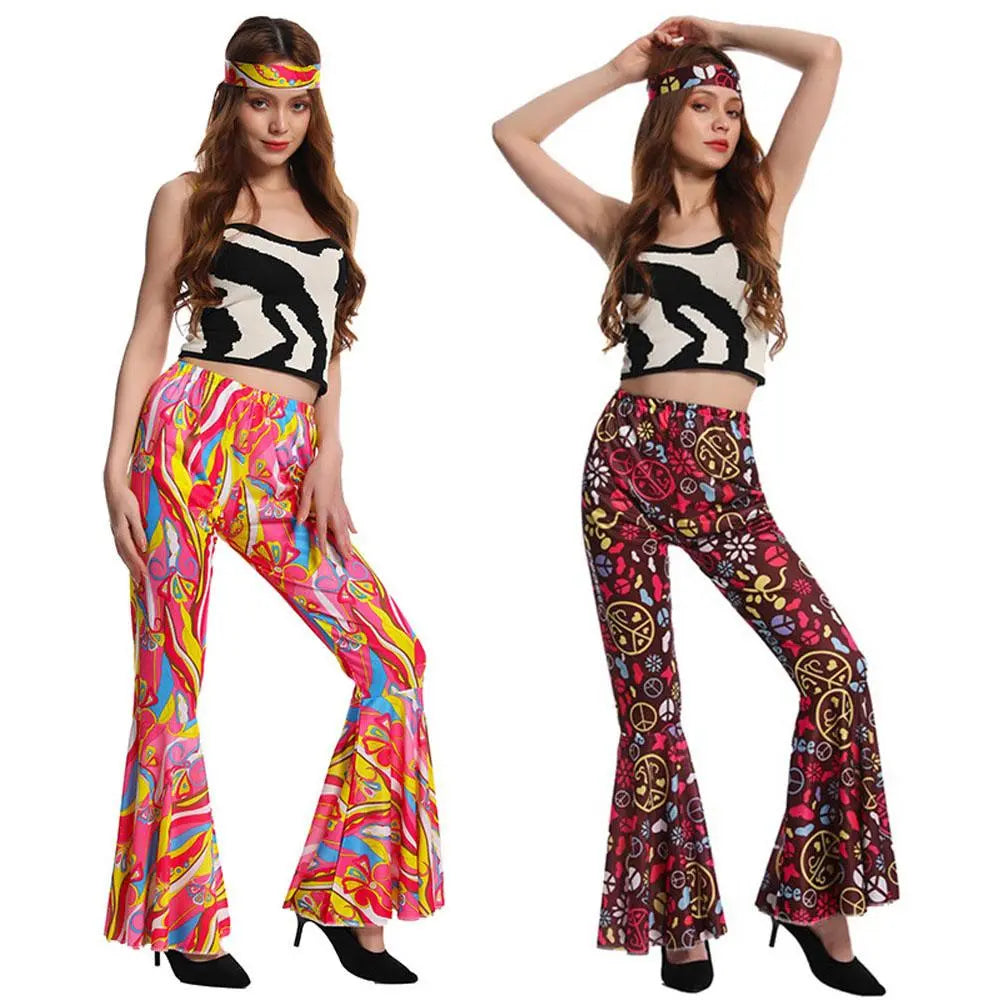 Hip Hop Rock Hippie 70s Costumes Cosplay Bell Bottoms| PajmasBuy