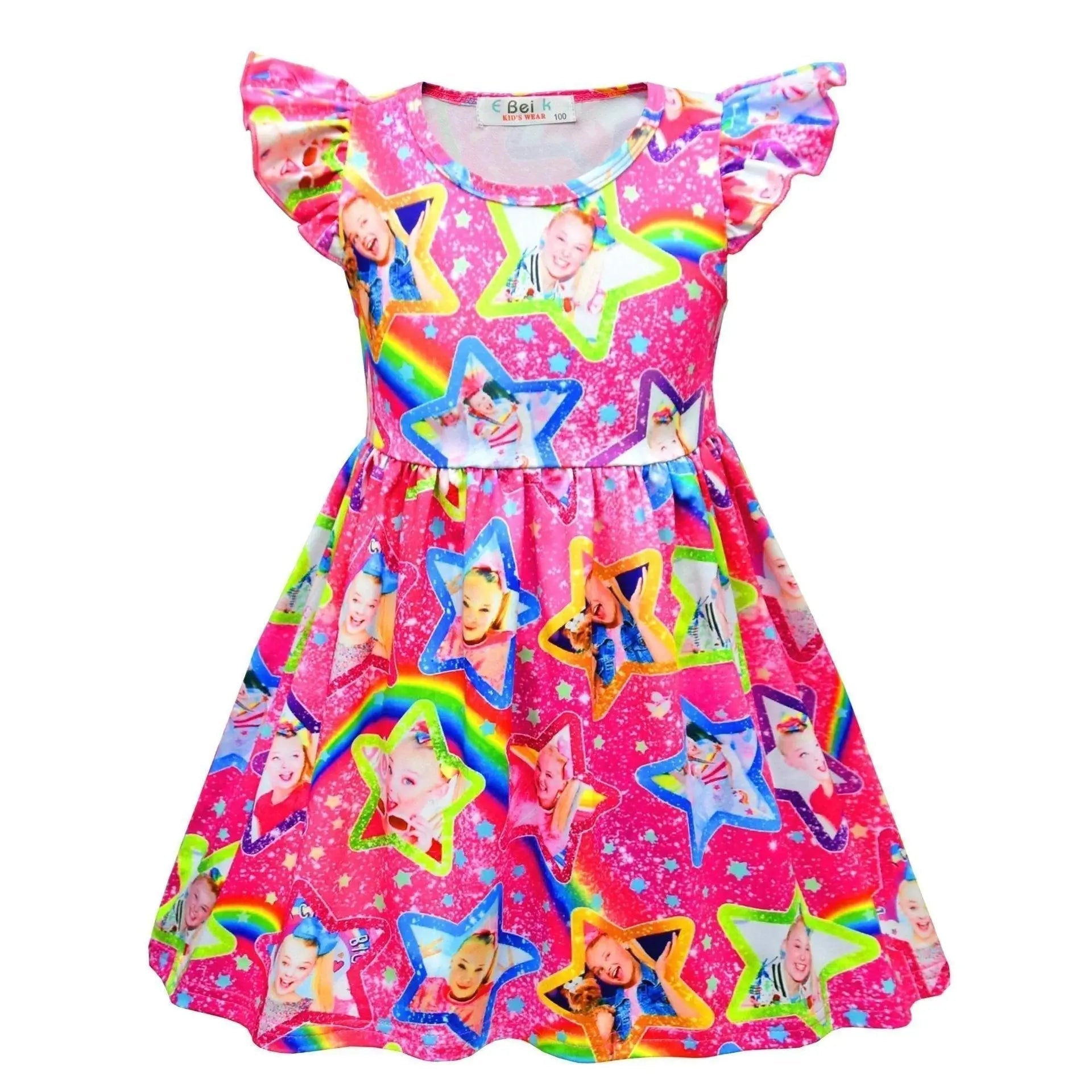 JoJo Siwa Cute Girls Costume Cartoon Unicorn Ruffle Sleeve Dresses Gift - Pajamasbuy