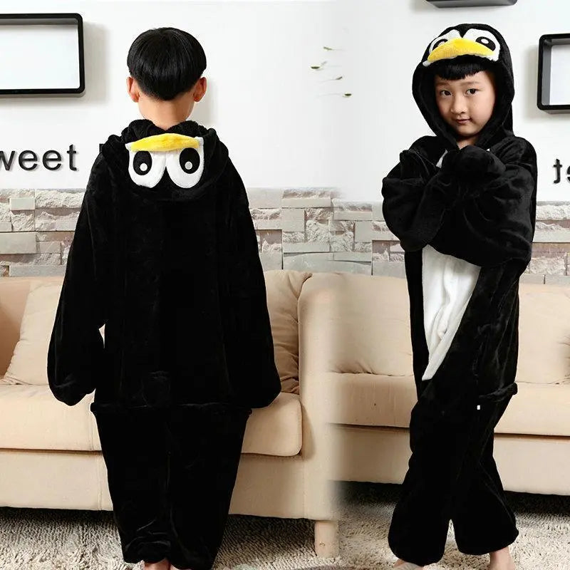 Kids Black Penguin Kigurumi Pajamas Animal Onesies costume - Pajamasbuy