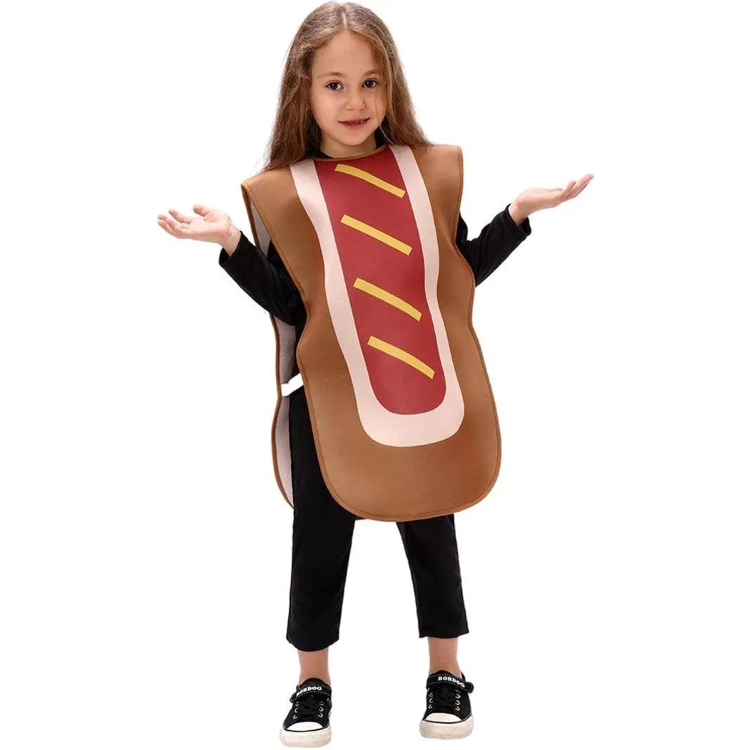 Kids Bun Hot Dog Onesie Funny Novelty Halloween Cosplay Party Costume - Pajamasbuy