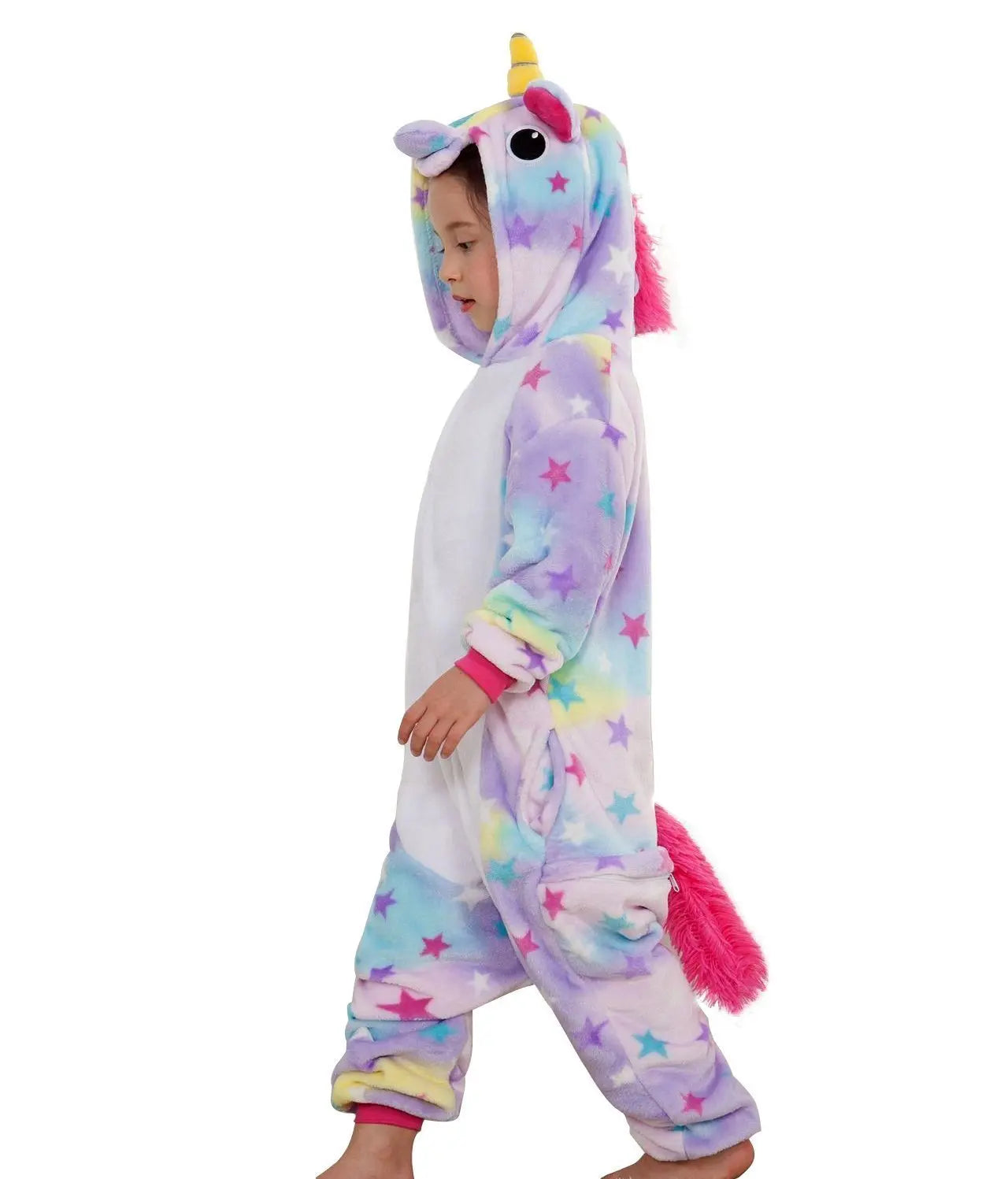 Kids Dreaming Star Print Unicorn Kigurumi Onesies Pajamas - Pajamasbuy