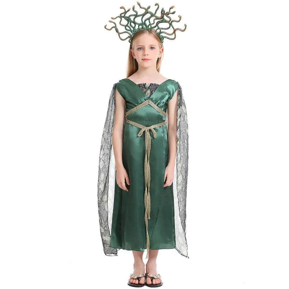 Kids Greek mythology blue Medusa Gorgon cosplay Halloween costume - Pajamasbuy