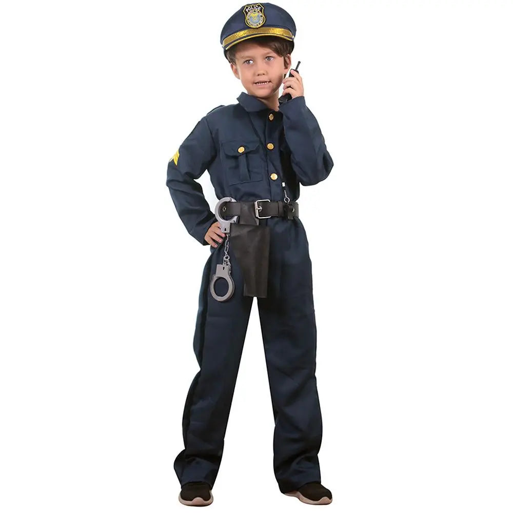 Kids Police Cop Costume for Boys Police Office Costume Halloween Cosplay Party - Pajamasbuy